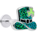 BodyCandy 16G 5/16 Glitter Top Hat Shamrock St Patricks Labret Monroe Tragus — main product shot