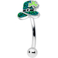 BodyCandy 16G 5/16 Glitter Top Hat Shamrock St Patricks Curved Eyebrow Ring — main product shot