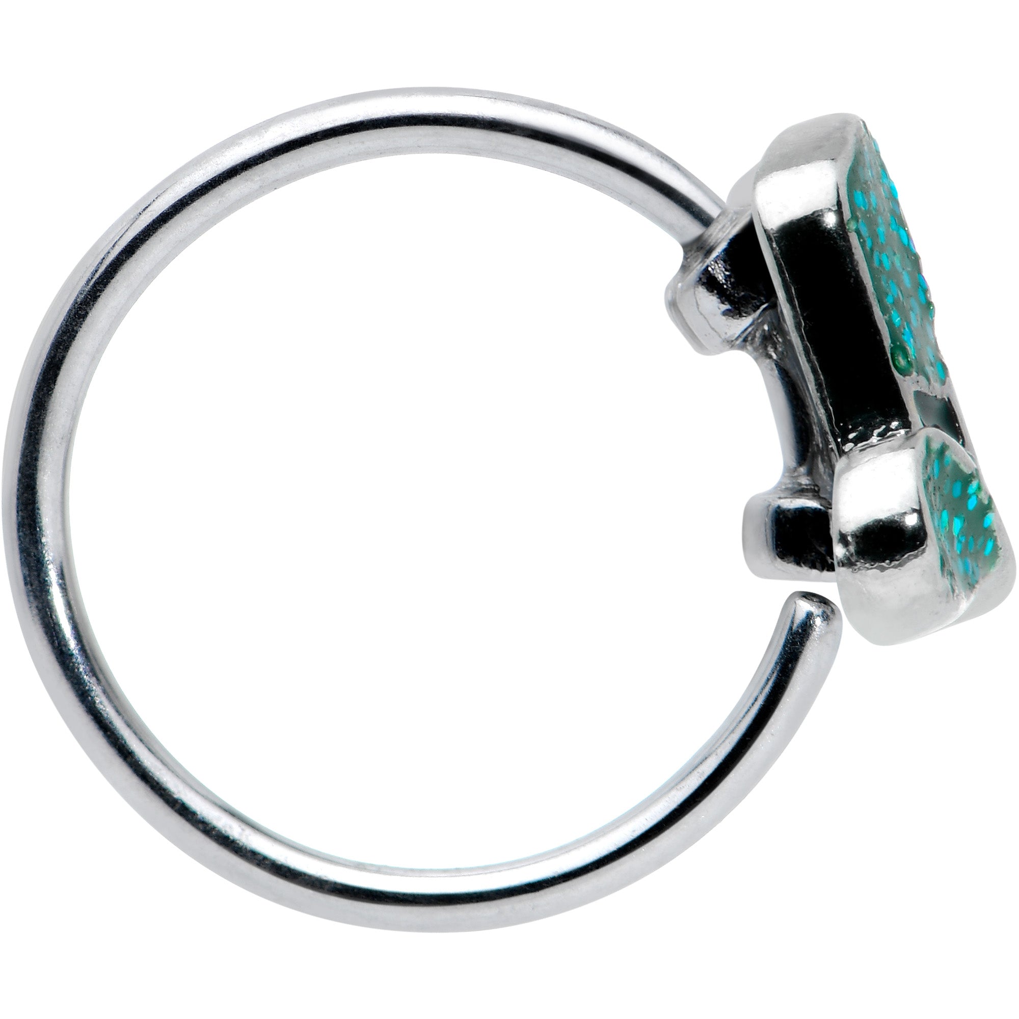 BodyCandy 20G 5/16 Glitter Top Hat Shamrock St Patricks Nose Hoop — lifestyle context