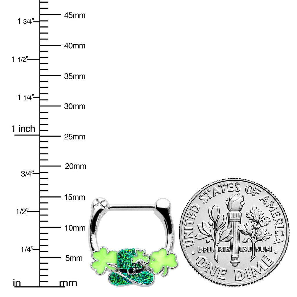 BodyCandy 16G 5/16 Glitter Top Hat Shamrock St Patricks Cartilage Clicker — lifestyle context