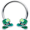 BodyCandy 16G 3/8 Glitter Top Hat Shamrock Horseshoe Circular Barbell — main product shot
