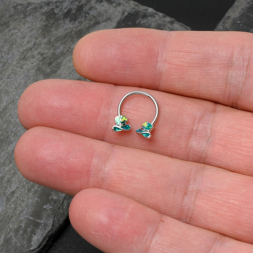 BodyCandy 16G 3/8 Glitter Top Hat Shamrock Horseshoe Circular Barbell — size reference