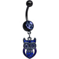 BodyCandy Blue Gem Black Opulent Owl Dangle Belly Ring — main product shot