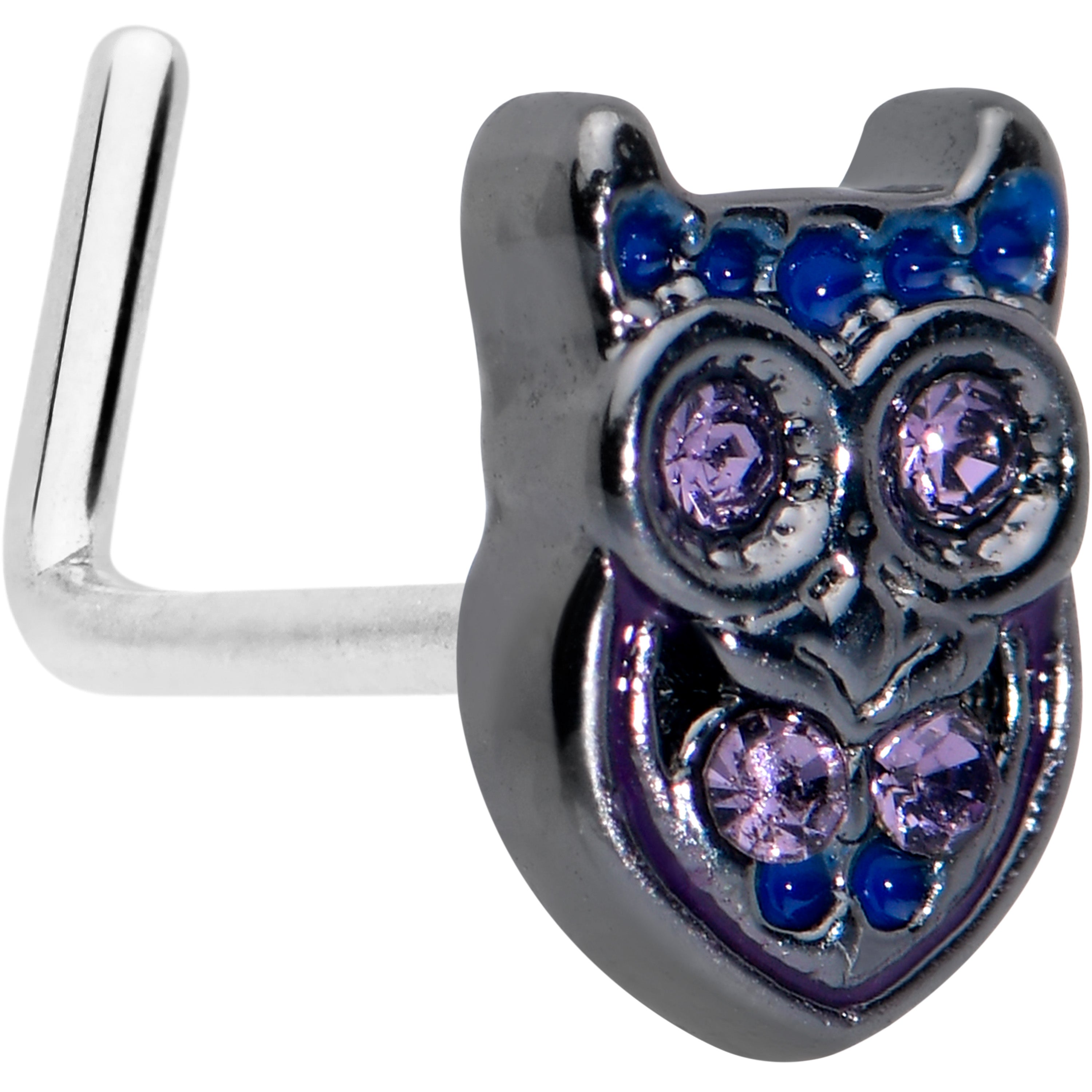 BodyCandy 20G 7mm Purple Gem Opulent Owl L Shape Nose Ring — main product shot