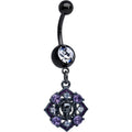 BodyCandy Clear Purple Gem Black Skull Circle Dangle Belly Ring — main product shot