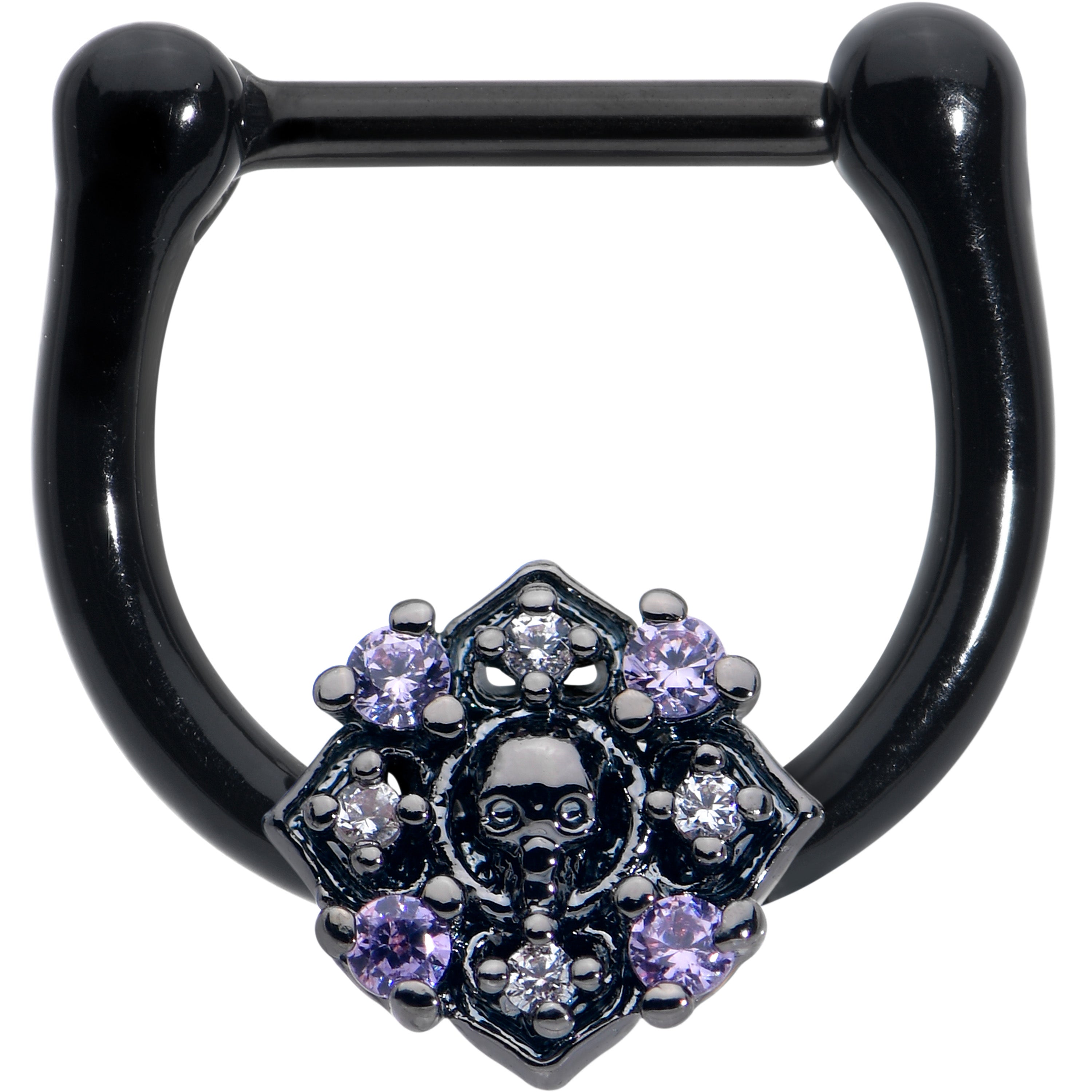 BodyCandy 16G 3/8 Purple Gem Black Skull Circle Cartilage Clicker — main product shot