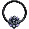 BodyCandy 16G 3/8 Purple Gem Black Skull Circle Hinged Segment Ring — main product shot