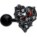 BodyCandy 16G 1/4 Clear Red CZ Gem Black Floral Heart Cartilage Earring — main product shot