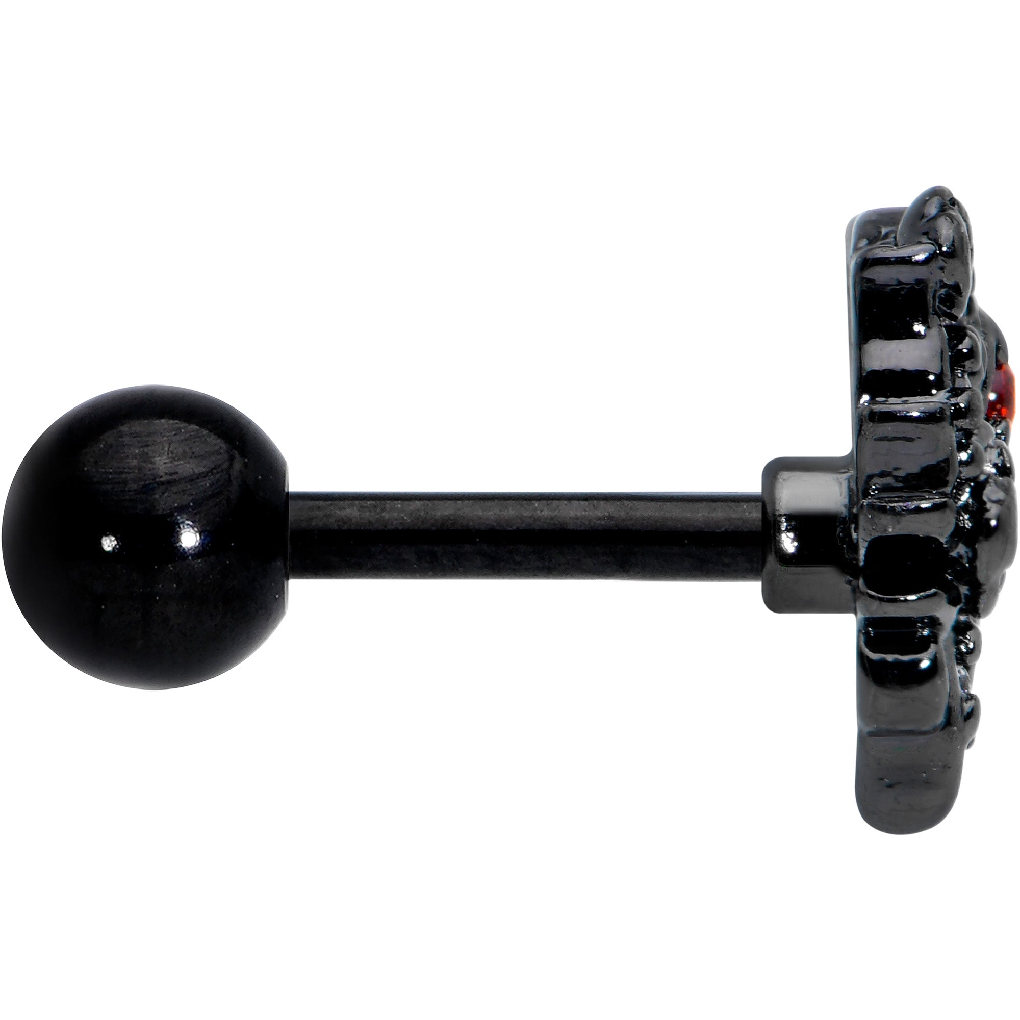 BodyCandy 16G 1/4 Clear Red CZ Gem Black Floral Heart Cartilage Earring — lifestyle context
