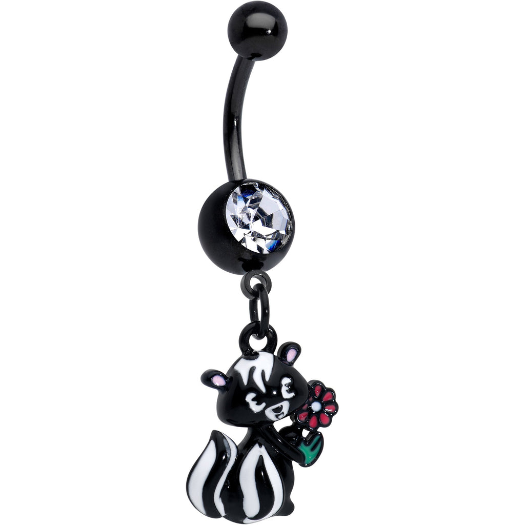 BodyCandy Clear Gem Black Funky Skunk Dangle Belly Ring — main product shot