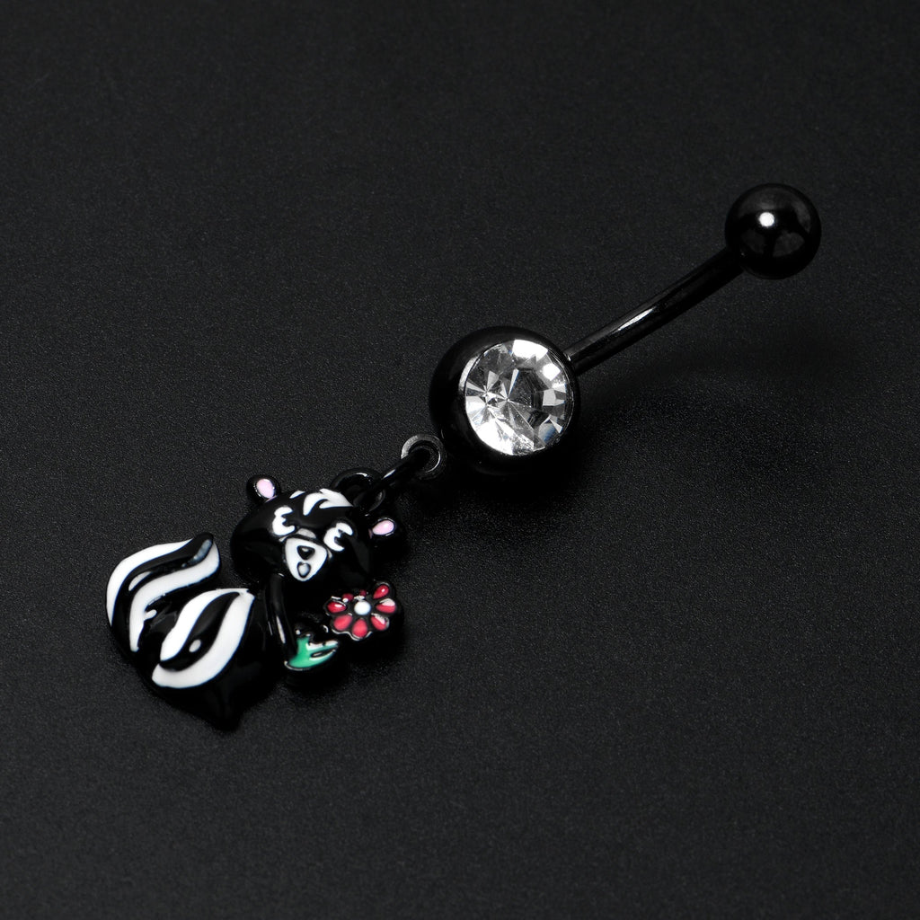 BodyCandy Clear Gem Black Funky Skunk Dangle Belly Ring — alternative angle