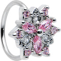 BodyCandy 20G 5/16 Pink Clear CZ Gem Snowflake Nose Hoop — main product shot