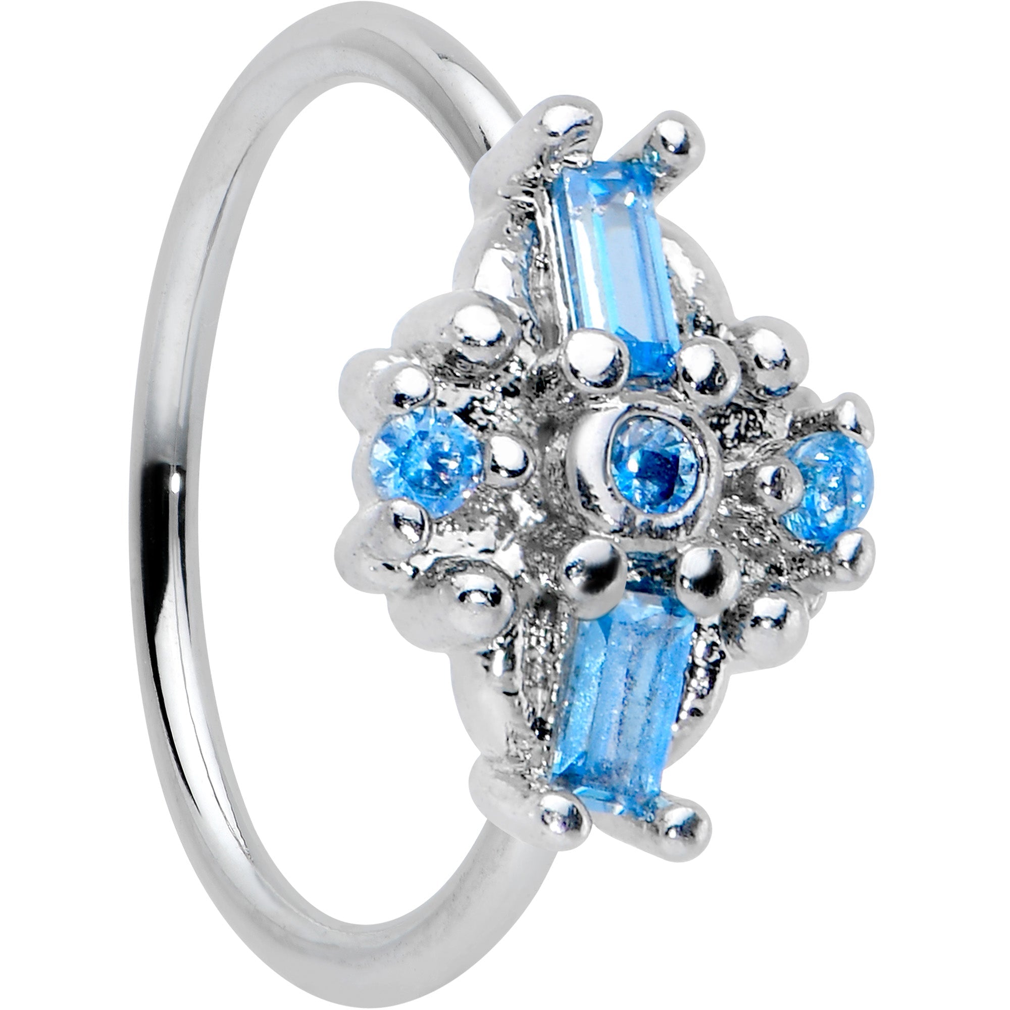 BodyCandy 20G 5/16 Blue Gem Opulent Cross Nose Hoop — main product shot