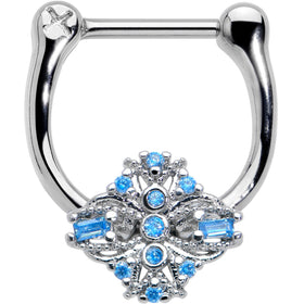16G 5/16 Blue Gem Opulent Cross Cartilage Clicker