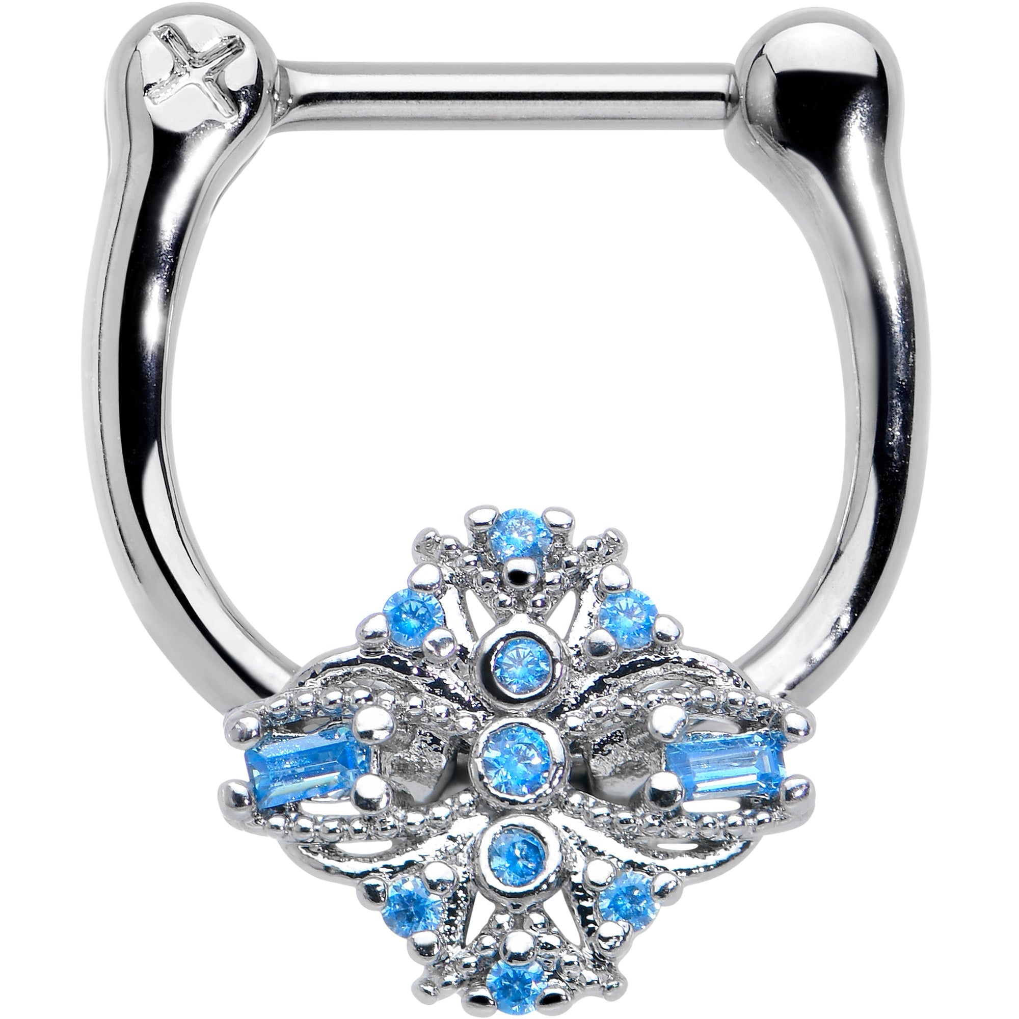 BodyCandy 16G 5/16 Blue Gem Opulent Cross Cartilage Clicker — main product shot