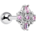 BodyCandy 16G 1/4 Pink Gem Opulent Cross Cartilage Tragus Earring — main product shot