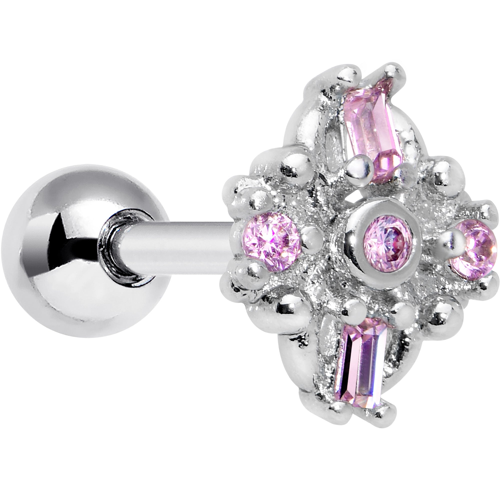 BodyCandy 16G 1/4 Pink Gem Opulent Cross Cartilage Tragus Earring — main product shot