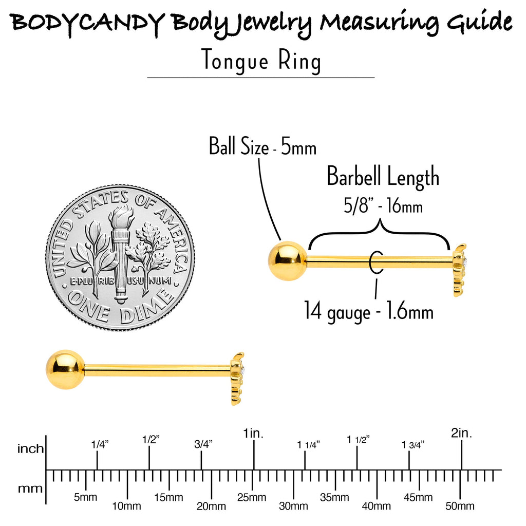BodyCandy Clear Gem Gold Tone Flying Dragonfly Barbell Tongue Ring — in-use photo