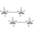 BodyCandy 14G 3/4 Clear CZ Gem Pot Leaf Barbell Nipple Ring Set — main product shot