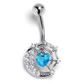 BodyCandy Clear Blue Gem Heart Web Moon Belly Ring — main product shot