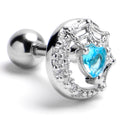 BodyCandy 16G 1/4 Blue Gem Heart Web Moon Cartilage Tragus Earring — main product shot