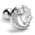 BodyCandy 16G 1/4 Clear Gem Heart Moon Web Cartilage Tragus Earring — main product shot