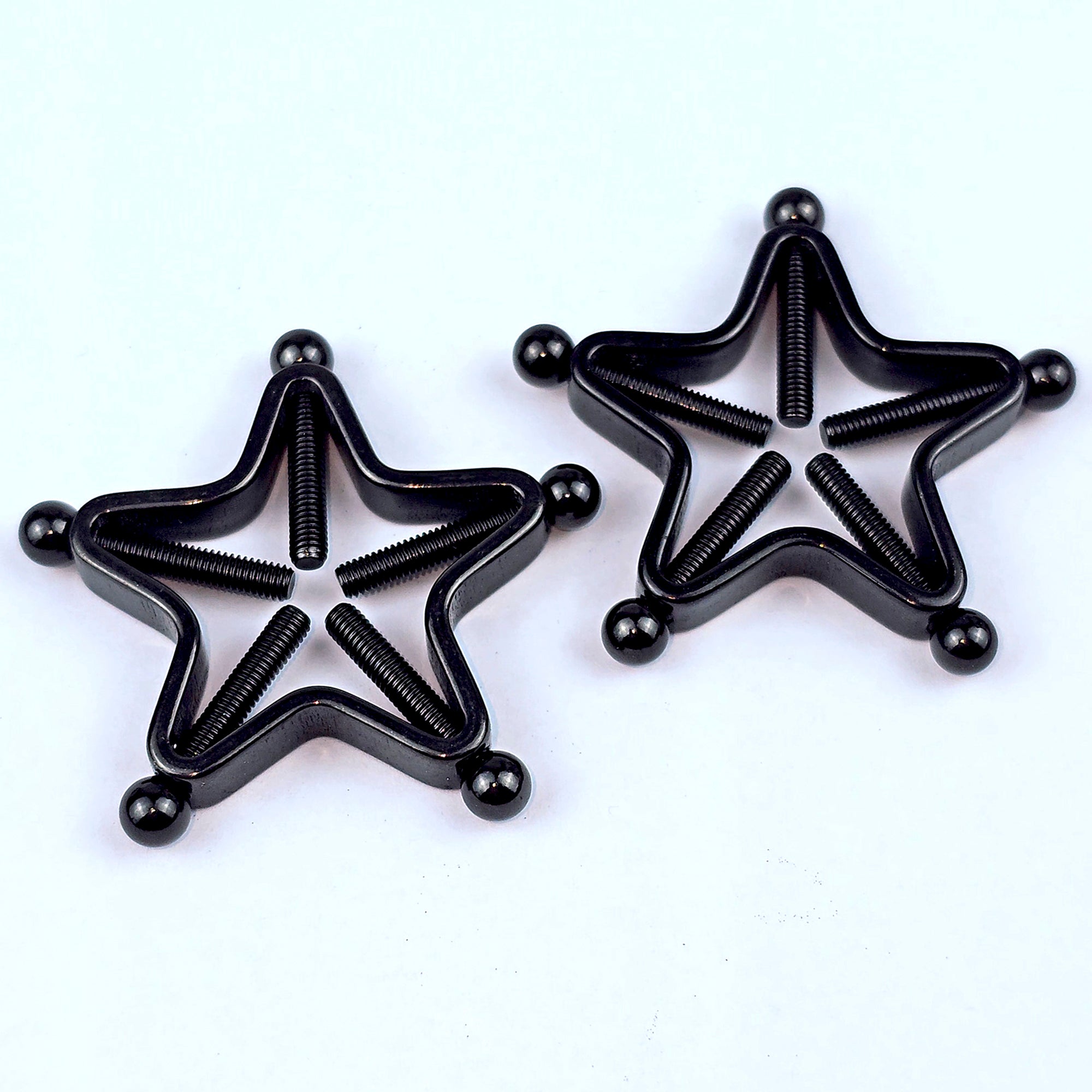 BodyCandy Black Star Bolt Style Clip on Non Pierced Nipple Ring Set — main product shot