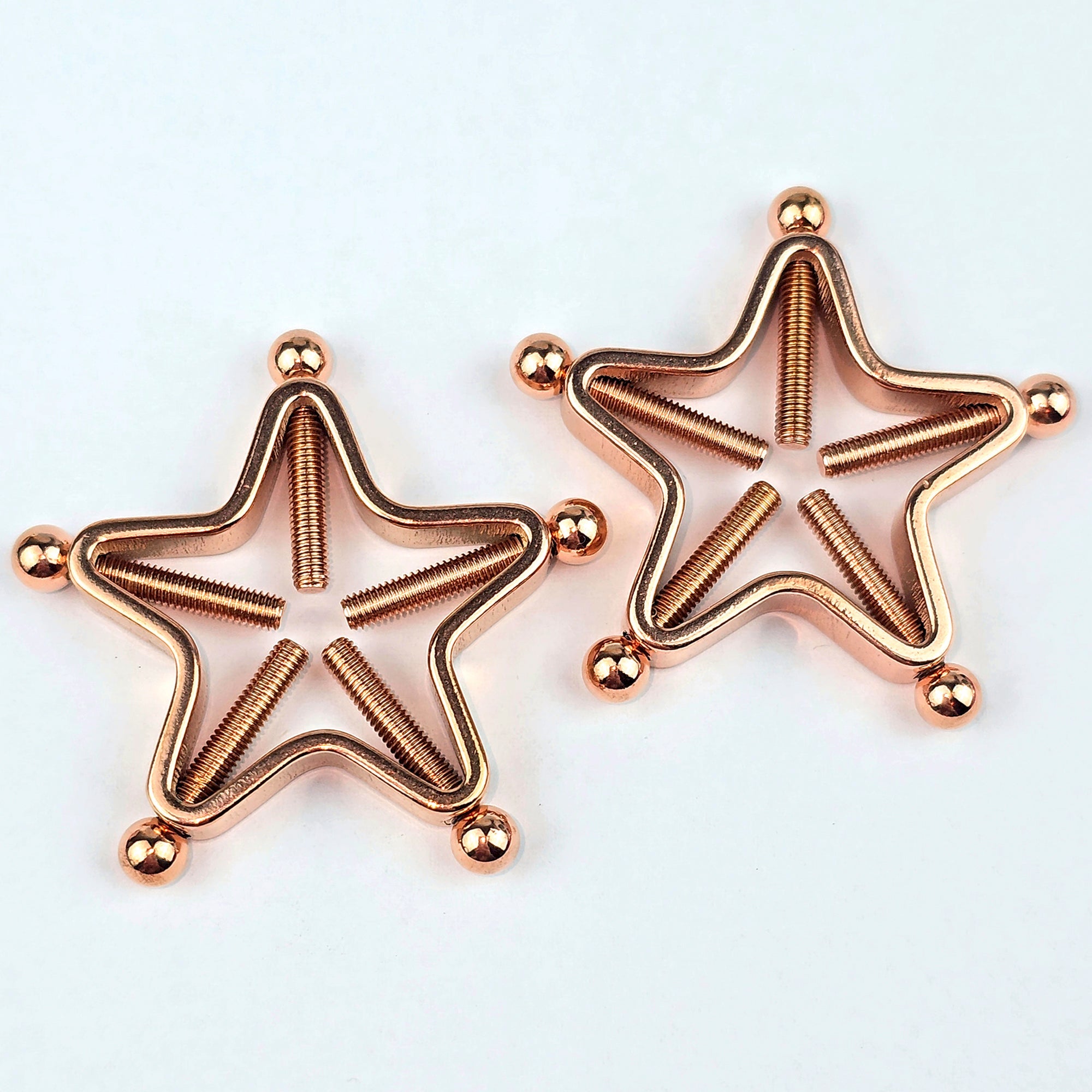 BodyCandy Rose Gold Tone Star Bolt Style Clip on Non Pierced Nipple Ring Set — main product shot