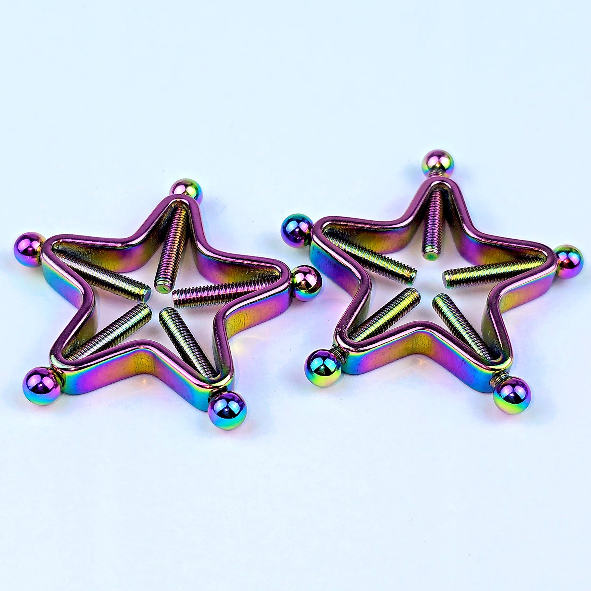 BodyCandy Rainbow Star Bolt Style Clip on Non Pierced Nipple Ring Set — main product shot