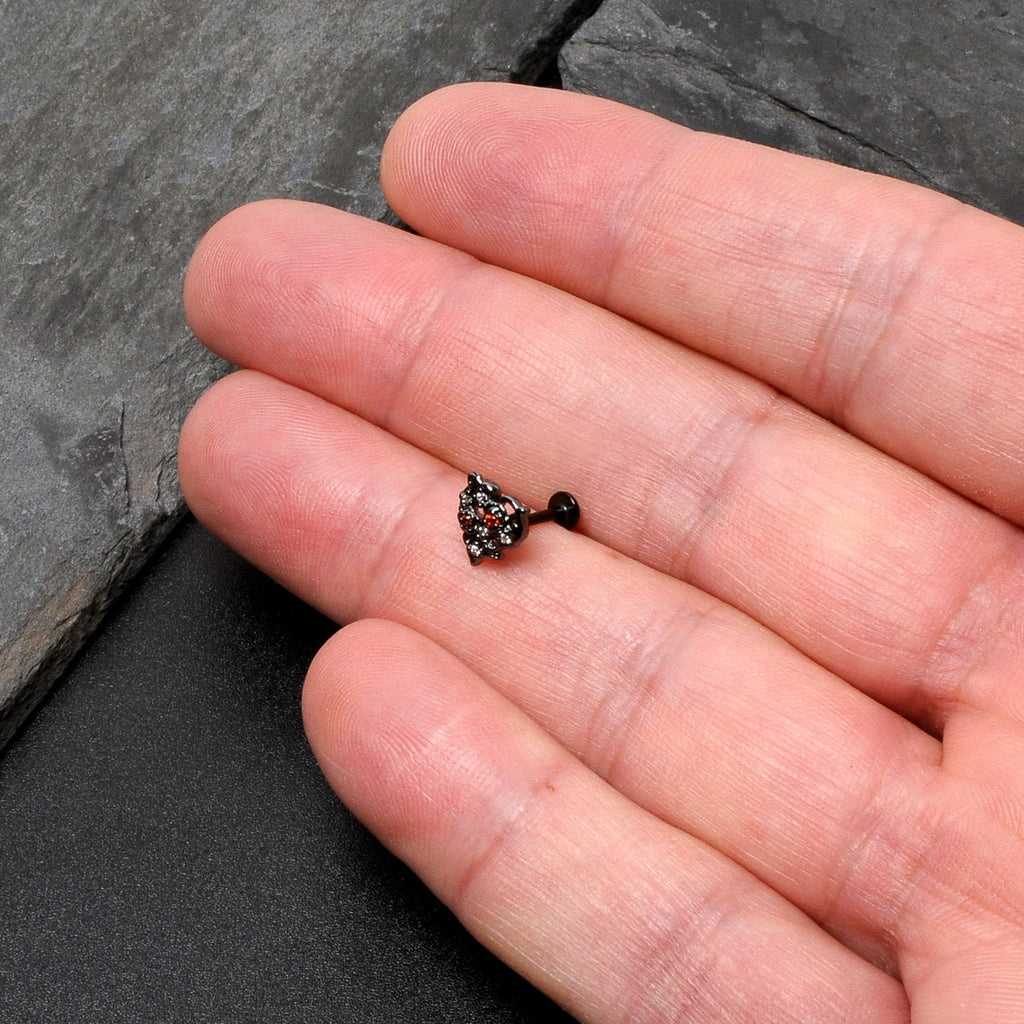 BodyCandy 16G 5/16 Red Clear CZ Gem Black Floral Heart Labret Monroe Tragus — size reference