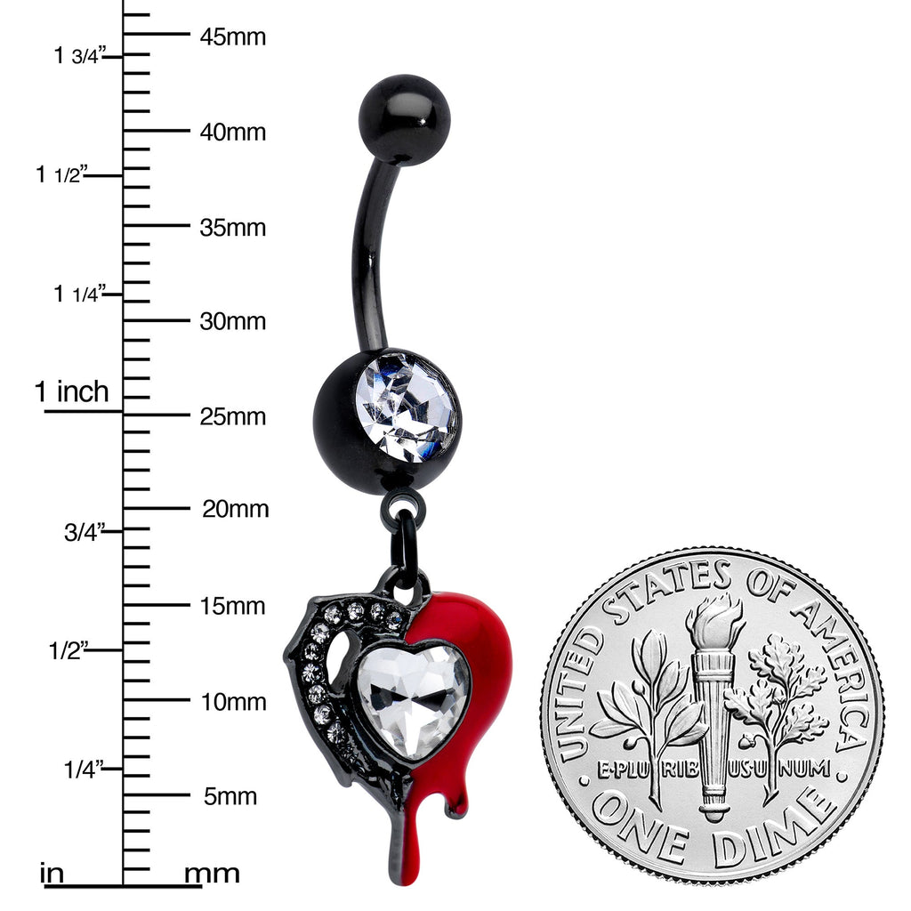 BodyCandy Clear Gem Black Bleeding Heart Dangle Belly Ring — lifestyle context