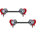 BodyCandy 14G 9/16 Clear Gem Black Bleeding Heart Barbell Nipple Ring Set — main product shot