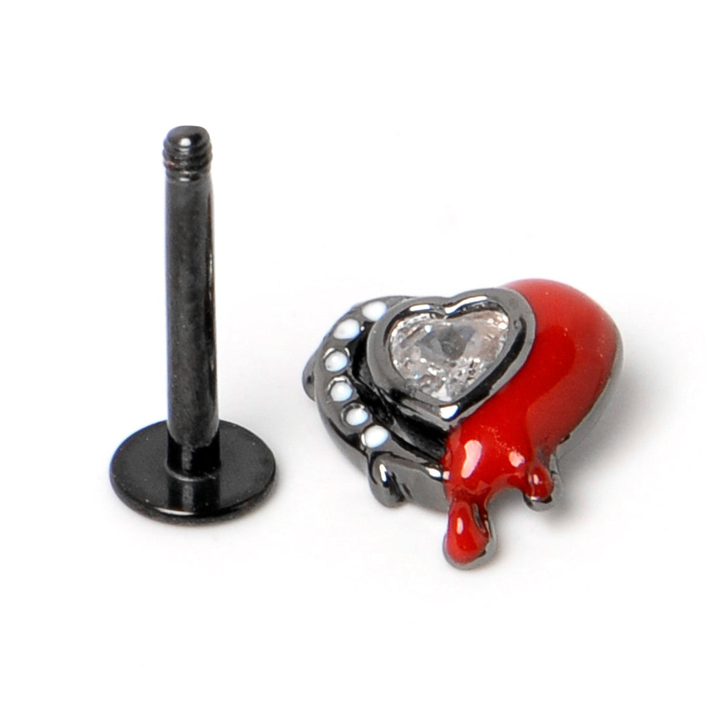 BodyCandy 16G 5/16 Clear Gem Black Bleeding Heart Labret Monroe Tragus — alternative angle