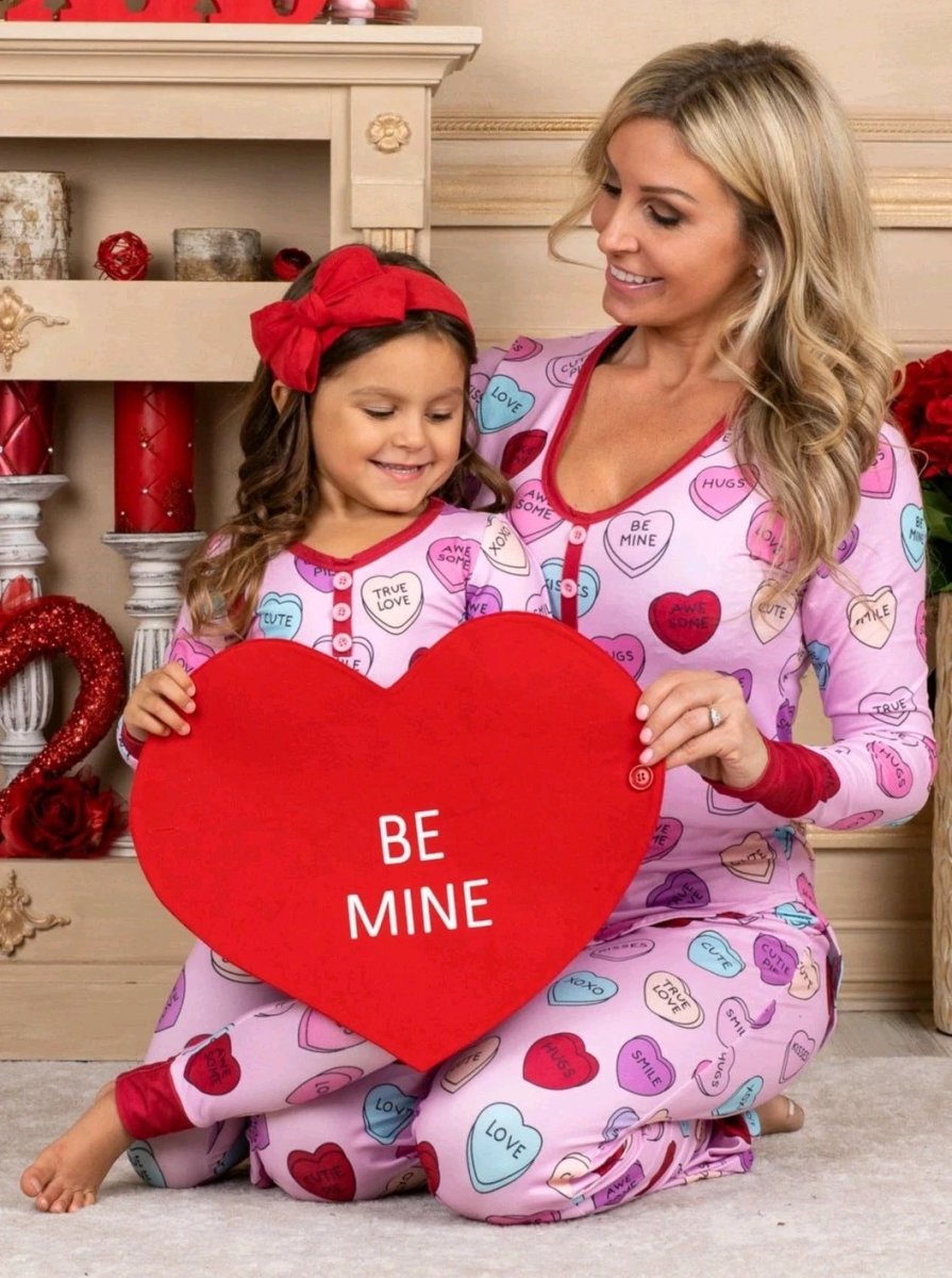 Valentine's Day Love Print Pajamas - Parent Child Matching Set