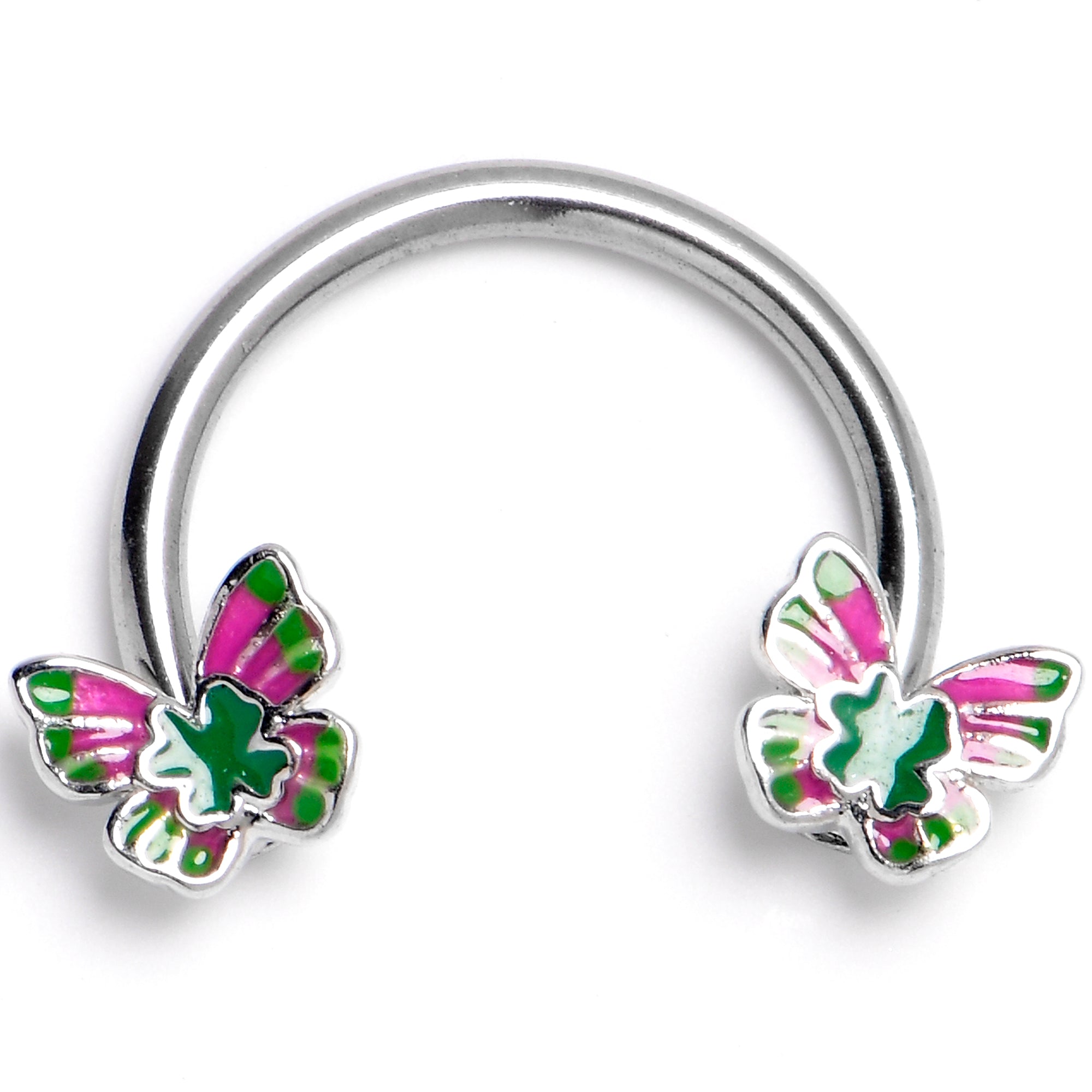 BodyCandy 16G 3/8 Vibrant Grace Butterfly Horseshoe Circular Barbell — main product shot