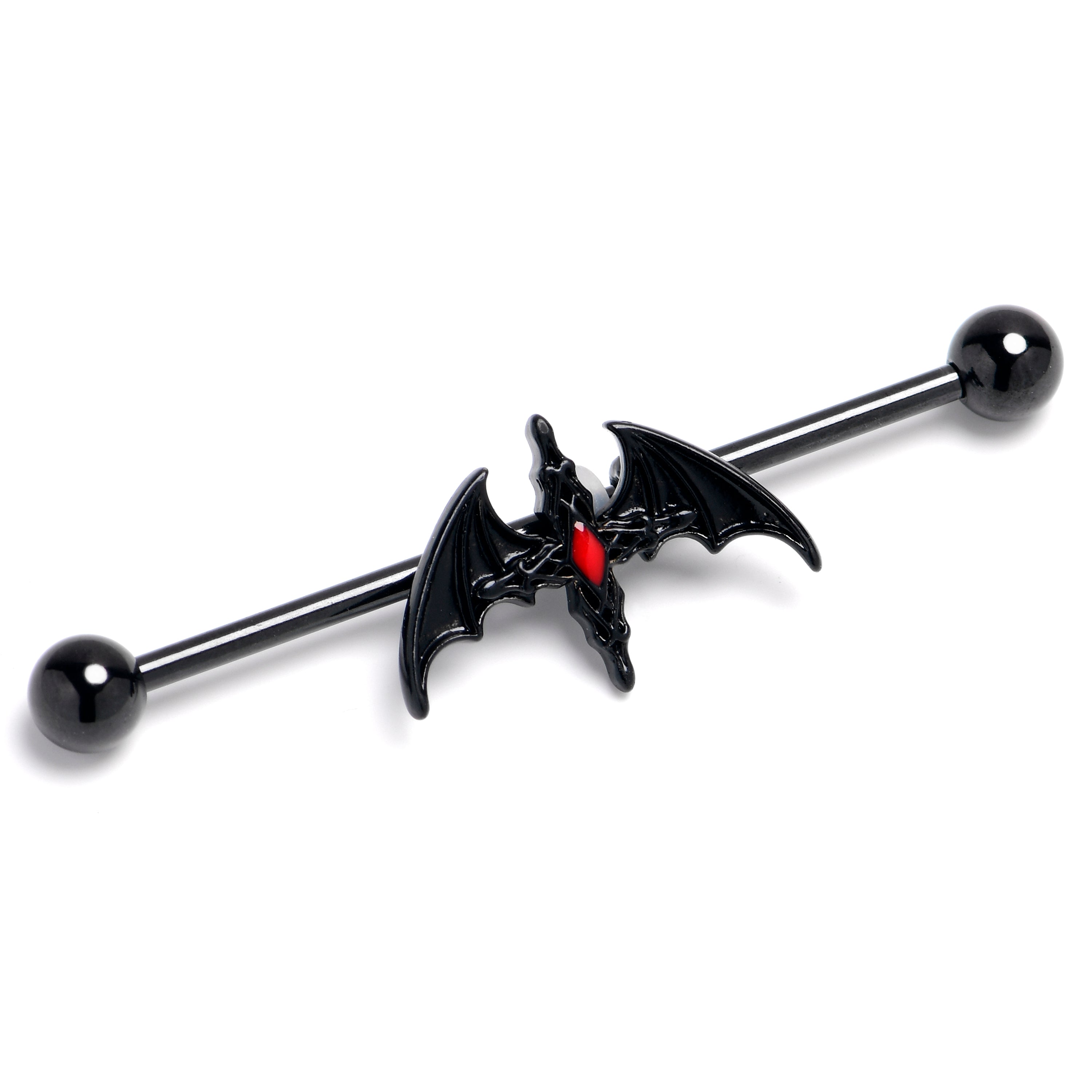 BodyCandy 14G Black Soaring Bat Industrial Barbell 38mm — main product shot