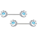 BodyCandy 14G 9/16 Blue CZ Gem Heart Web Moon Barbell Nipple Ring Set — main product shot