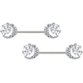 BodyCandy 14G 9/16 Clear CZ Gem Heart Web Moon Barbell Nipple Ring Set — main product shot