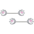 BodyCandy 14G 9/16 Pink CZ Gem Heart Web Moon Barbell Nipple Ring Set — main product shot