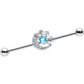BodyCandy 14G Blue CZ Gem Heart Web Moon Industrial Barbell 38mm — main product shot