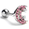BodyCandy 16G 1/4 Pink Gem Starry Crescent Moon Cartilage Tragus Earring — main product shot