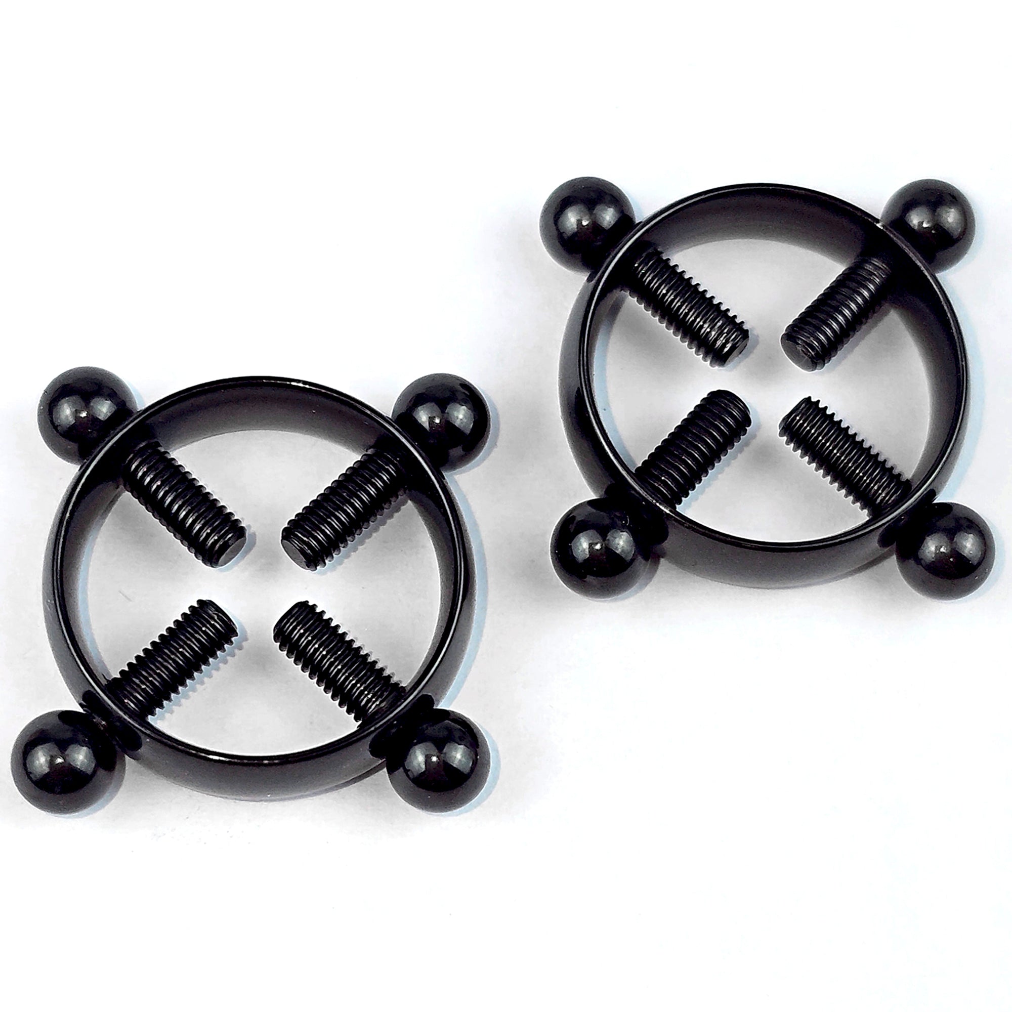 BodyCandy Black Bolt Style Clip on Non Pierced Nipple Ring Set — main product shot