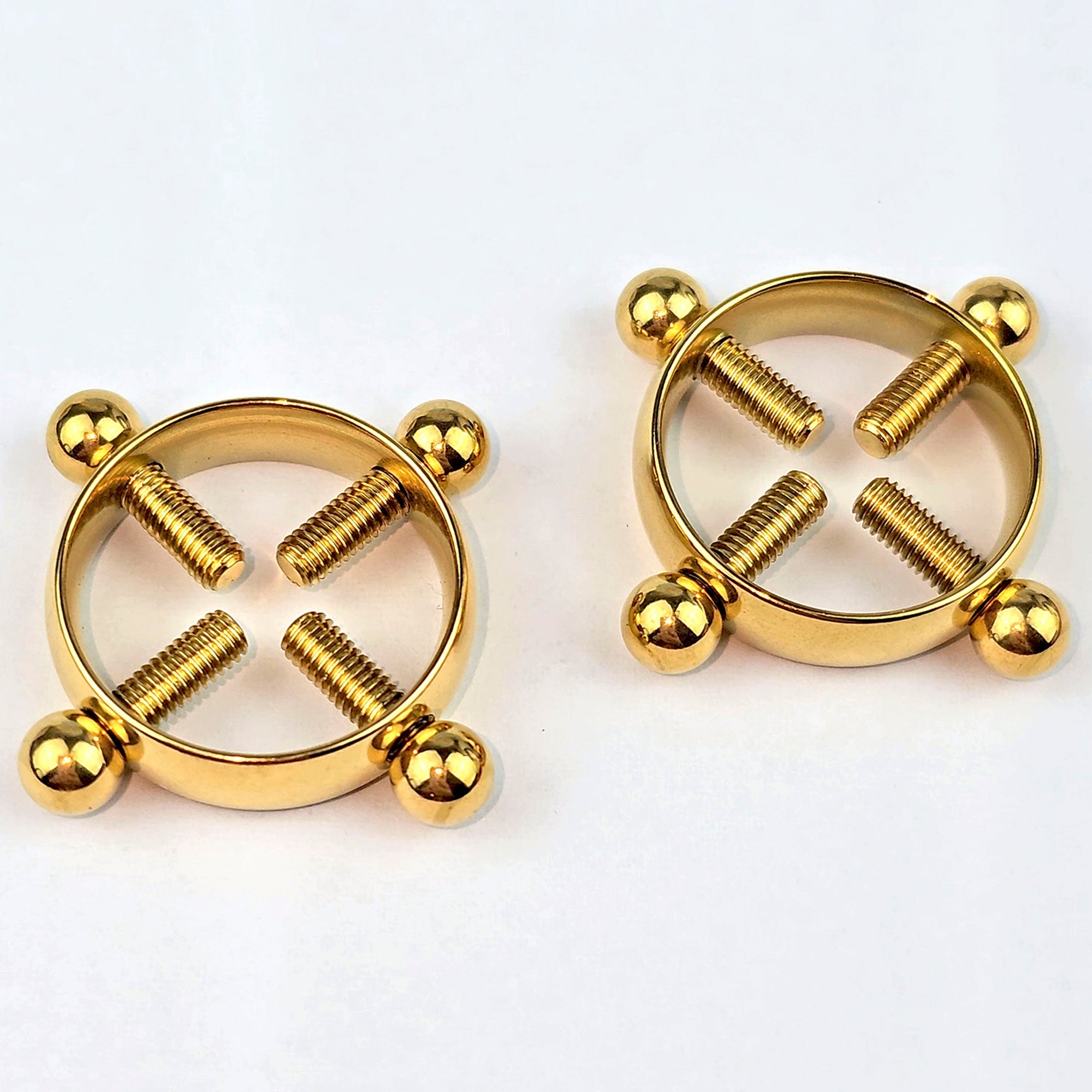 BodyCandy Gold Tone Bolt Style Clip on Non Pierced Nipple Ring Set — main product shot