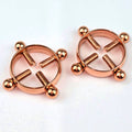 BodyCandy Rose Gold Tone Bolt Style Clip on Non Pierced Nipple Ring Set — main product shot