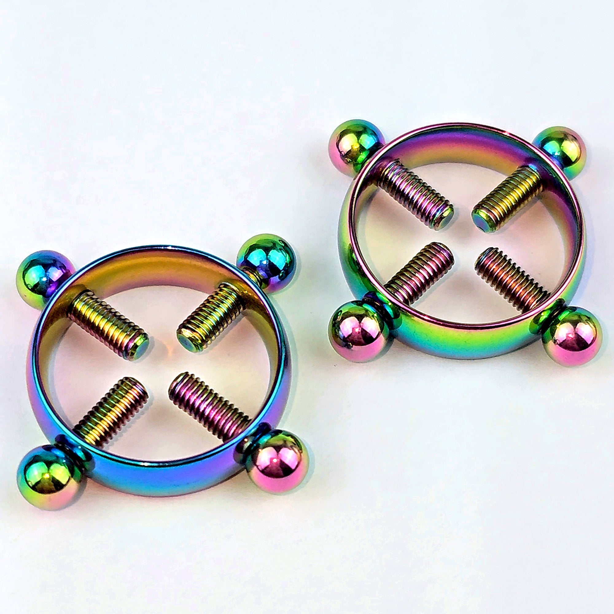 BodyCandy Rainbow Bolt Style Clip on Non Pierced Nipple Ring Set — main product shot