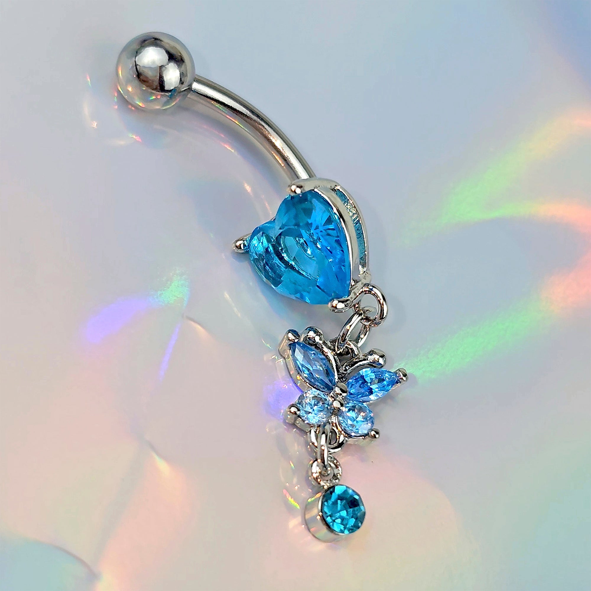 BodyCandy Blue Gem Butterfly Have A Heart Dangle Belly Ring — main product shot
