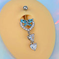 BodyCandy Blue Clear Gem Butterfly Hearts Of Love Dangle Belly Ring — main product shot