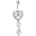 BodyCandy Clear CZ Gem Butterfly Hearts of Love Dangle Belly Ring — main product shot