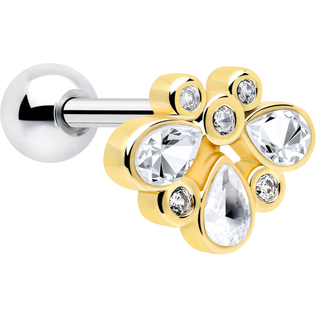 BodyCandy 16G 1/4 Clear Gem Golden Crown Deluxe Cartilage Tragus Earring — main product shot