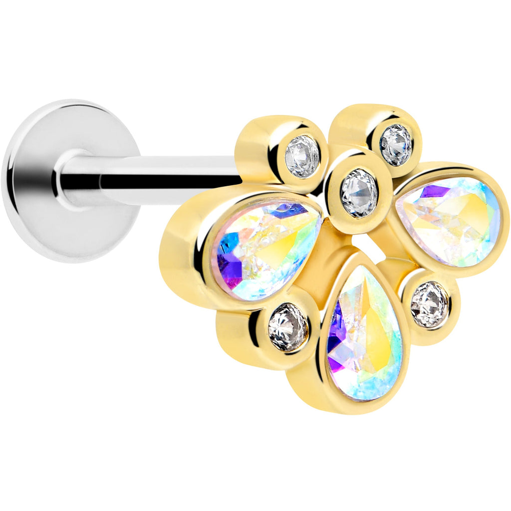 BodyCandy 16G 1/4 Aurora Gem Golden Crown Deluxe Labret — main product shot